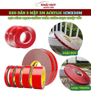 (1cmx30m) Băng Keo 2 Mặt Trong Suốt Acrylic Foam Chuyên Dụng – Keo Dán Siêu Dính Cường Lực Dán Ô Tô Xe Hơi