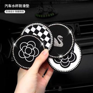 Miếng Lót Cốc Chống Trượt Cách Nhiệt trên Ô Tô Xe Hơi Đính Đá Sang Trọng