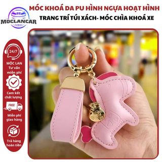 Móc Khóa Da PU Hình Ngựa Hoạt Hình Đáng Yêu – Phụ Kiện Trang Trí Hoàn Hảo Cho Xe Máy, Ô Tô, Túi Xách