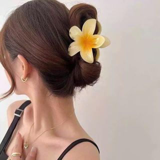 Phụ Kiện Kẹp Tóc Hoa Sứ Lưng Đầu Tóc Móng Vuốt Kẹp Phong Cách Hawaii - Size To- 7 Màu Lựa Chọn Women Nữ Voan