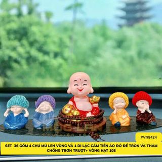 Sét 5 Món Ông Di Lặc Áo Đỏ Và Bộ Tứ Không Tặng Thảm, Ở Đâu Có Phật Ở Đó Có Bình An - Otofunmoclan