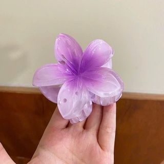 Phụ Kiện Kẹp Tóc Hoa Sứ Lưng Đầu Tóc Móng Vuốt Kẹp Phong Cách Hawaii - Size To- 7 Màu Lựa Chọn Women Nữ Voan