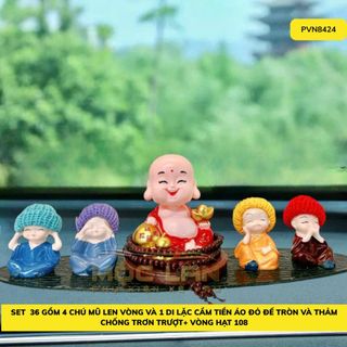 Sét 5 Món Ông Di Lặc Áo Đỏ Và Bộ Tứ Không Tặng Thảm, Ở Đâu Có Phật Ở Đó Có Bình An - Otofunmoclan