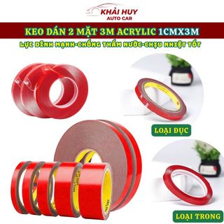 (1cmx3m) Băng Keo 2 Mặt Trong Suốt Acrylic Foam – Keo Dán Siêu Dính Cường Lực Dán Ô Tô Xe Hơi