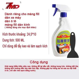 Chai xịt lột keo cũ tấm màng phim trên xe ô tô, lột màng xe máy, màng Film, miếng dán kính, đề can dán xe, kèm tay gạt