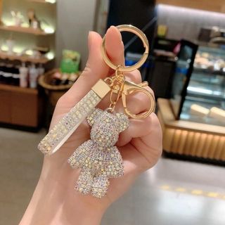 Móc Khóa Hình Chú Gấu Đính Đá Phong Cách Dễ Thương khaihuyauto