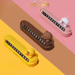 Biển Hiệu Ghi Số Điện Thoại Hình Gấu Nâu Line Friends Kiểu Hàn Quốc Trang Trí Xe Hơi
