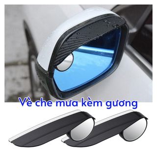 Gương Chiếu Hậu Tròn Nhỏ Tự Động Đảo Ngược Điểm Mù 360 Độ Đa Năng Sét 2 Vè Che Mưa - Đen Vân Carbon