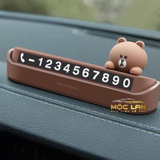 Biển Hiệu Ghi Số Điện Thoại Hình Gấu Nâu Line Friends Kiểu Hàn Quốc Trang Trí Xe Hơi