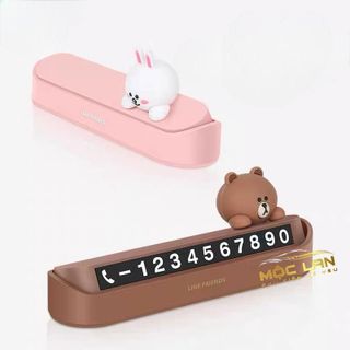 Biển Hiệu Ghi Số Điện Thoại Hình Gấu Nâu Line Friends Kiểu Hàn Quốc Trang Trí Xe Hơi