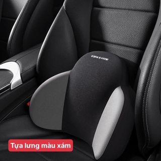 (Màu Xám) Gối Tựa Đầu Ô Tô Tựa Lưng AWESOME Cao Cấp Chất Liệu Cao Su Non Chống Đau Mỏi Chống Thấm Mồ Hôi Cotton 100% Đệm