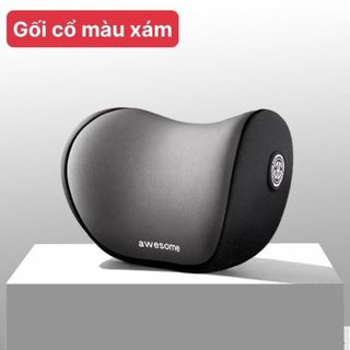 (Màu Xám) Gối Tựa Đầu Ô Tô Tựa Lưng AWESOME Cao Cấp Chất Liệu Cao Su Non Chống Đau Mỏi Chống Thấm Mồ Hôi Cotton 100% Đệm