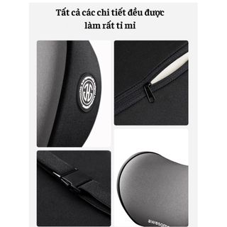 (Màu Xám) Gối Tựa Đầu Ô Tô Tựa Lưng AWESOME Cao Cấp Chất Liệu Cao Su Non Chống Đau Mỏi Chống Thấm Mồ Hôi Cotton 100% Đệm