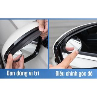 Gương Chiếu Hậu Tròn Nhỏ Tự Động Đảo Ngược Điểm Mù 360 Độ Đa Năng Sét 2 Vè Che Mưa - Đen Vân Carbon