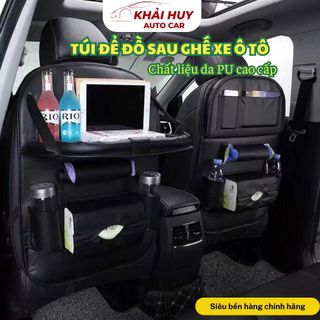 Túi Để Đồ Sau Ghế ô Tô , Túi Treo Lưng Ghế Xe Hơi Chất Liệu Da Pu Cao Cấp (Loại có bàn ăn) khaihuyauto