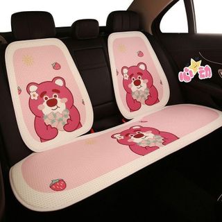 Bộ Lót Ghế Tản Nhiệt Hoạt Hình , Gấu Dâu Lotso Dễ Thương , Đệm Ghế Ô Tô, Đệm Lót Ghế Chống Trợt, Thoáng Khí