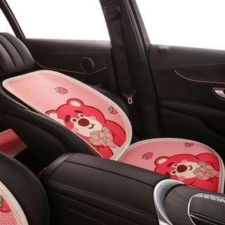 Bộ Lót Ghế Tản Nhiệt Hoạt Hình , Gấu Dâu Lotso Dễ Thương , Đệm Ghế Ô Tô, Đệm Lót Ghế Chống Trợt, Thoáng Khí