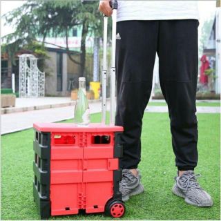 Thùng đựng đồ gấp gọn Vali kéo đa năng 45L màu đỏ đen-  Dùng trên ô tô, đi siêu thị, di chuyển đồ nặng