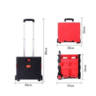 Thùng đựng đồ gấp gọn Vali kéo đa năng 45L màu đỏ đen-  Dùng trên ô tô, đi siêu thị, di chuyển đồ nặng