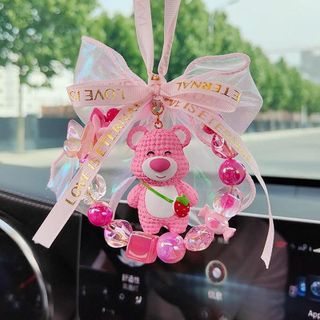 Khánh treo xe mèo thần tài mang lại may mắn tài lộ,khánh gấu dâu Losto đáng yêu trang trí xe hơi treo gương chiếu hậu Nội Thất