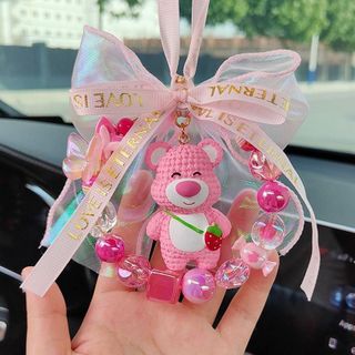 Khánh treo xe mèo thần tài mang lại may mắn tài lộ,khánh gấu dâu Losto đáng yêu trang trí xe hơi treo gương chiếu hậu Nội Thất