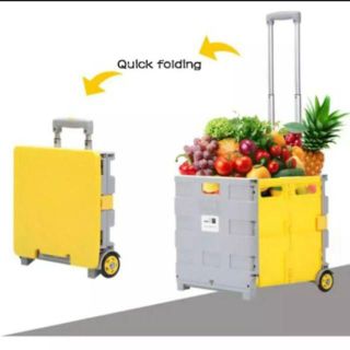 Thùng đựng đồ gấp gọn Vali kéo đa năng 45L màu đỏ đen-  Dùng trên ô tô, đi siêu thị, di chuyển đồ nặng
