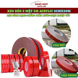 (2cmx30m) Băng Dính 3M 2 Mặt Trong Suốt Acrylic Foam Tapes – Băng Keo 3M Cường Lực Siêu Chắc Chuyên Dụng Ô Tô Xe Hơi