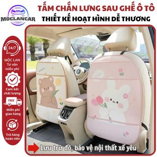 Lót Sau Ghế Ô Tô Đệm Lưng Ô Tô Chống Bẩn Chống Va Chạm Họa Tiết Thỏ Gấu Hoạt Hình Dễ Thương