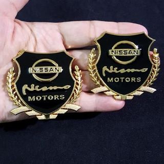 Bộ 2 miếng dán logo kim loại lo go các hãng xe- MOTOR bông lúa - trang trí ô tô