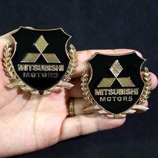 Bộ 2 miếng dán logo kim loại lo go các hãng xe- MOTOR bông lúa - trang trí ô tô