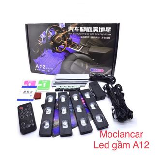 Đèn Led Gầm 3 Bóng Chiếu Sao Cắm Cổng USB - Bộ 4 Đèn Led A12 Cảm Ứng Nháy Theo Nhạc Có Điều Khiển Tùy Chỉnh - Moclancar