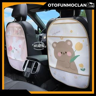 Lót Sau Ghế Ô Tô Đệm Lưng Ô Tô Chống Bẩn Chống Va Chạm Họa Tiết Thỏ Gấu Hoạt Hình Dễ Thương
