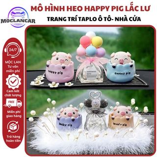 Trang trí Taplo Heo Happy,Lucky &Love Sweet Pig Trang Trí Xe Hơi Đầu Lắc Lư Dễ Thương-Mộc Lan Car