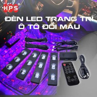 Đèn Led Gầm 3 Bóng Chiếu Sao Cắm Cổng USB - Bộ 4 Đèn Led A12 Cảm Ứng Nháy Theo Nhạc Có Điều Khiển Tùy Chỉnh - Moclancar