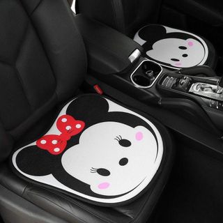 Gối Tựa Đầu + Tựa Lưng+Lót ghế+chốt an Toàn Hình Chuột Mickey và Chuột Minnie Dễ Thương Trang Trí Nội Thất Xe Hơi Cao Su