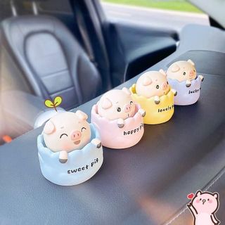 Trang trí Taplo Heo Happy,Lucky &Love Sweet Pig Trang Trí Xe Hơi Đầu Lắc Lư Dễ Thương-Mộc Lan Car