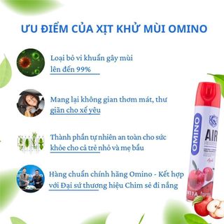 Xịt Thơm Khử Mùi Nội Thất Ô Tô OMINO M11 330ml - Đủ 3 Mùi Hương Táo, Đào, Chanh - Chính Hãng Lưu Hương Lâu Khử Khuẩn