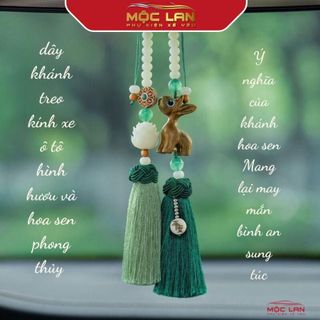 Khánh Treo Xe Gương Xe Ô Tô Hươu Và Hoa Sen Treo Xe Mang Lại May Mắn Nội Thất