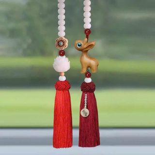 Khánh Treo Xe Gương Xe Ô Tô Hươu Và Hoa Sen Treo Xe Mang Lại May Mắn Nội Thất