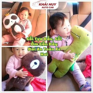 Gối Tựa Đầu, Gối Ôm Gắn Dây Đai An Toàn Xe Hơi Họa Tiết Hoạt Hình Chống Trượt Bảo Vệ Vai Cho Bé khaihuyauto