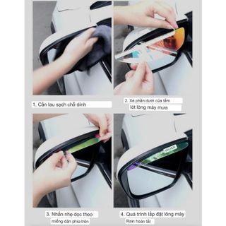 Miếng vè che mưa gương chiếu hậu 2 miếng 7 màu cầu vồng chống nước mưa làm mờ kính
