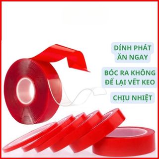 (1.5cmx30met) Băng Keo 2 Mặt Trong Suốt Acrylic Foam – Keo Dán Cường Lực Siêu Chắc Cho Ô Tô