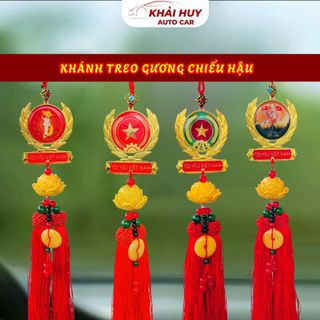 Tổng Hợp Khánh Treo Gương Ô Tô + Bông Lúa Vàng – Trang Trí Xe Hơi Kim Loại 2 Mặt"Vạn Dặm Bình An"+"Tôi Yêu Việt Nam"