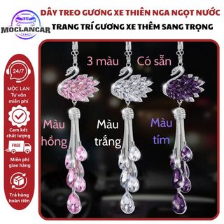 Dây Khánh Treo Gương Ô Tô Mặt Thiên Nga Đuôi Giọt Nước, Khánh Thiên Nga Đính Đá, Thiết Kế Sang Trọng