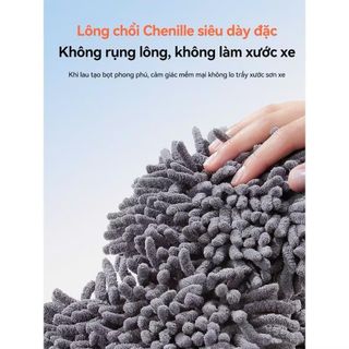 Chổi Lau Rửa Xe Ô Tô Chuyên Dụng, Chổi 2 đầu xoay 360 độ lông xám mẫu mới 2024