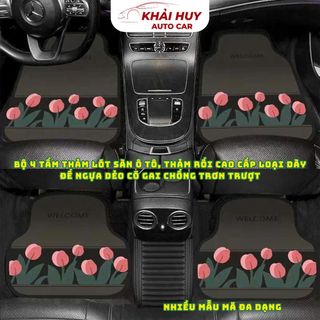 (Nhiều Mẫu Đa Dạng) Bộ 4 Tấm Thảm Lót Sàn Ô Tô, Thảm Rối Cao Cấp Loại Dày Đế Nhựa Dẻo Có Gai Chống Trơn Trượt Khaihuyaut