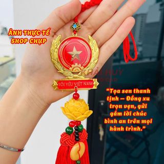 Tổng Hợp Khánh Treo Gương Ô Tô + Bông Lúa Vàng – Trang Trí Xe Hơi Kim Loại 2 Mặt"Vạn Dặm Bình An"+"Tôi Yêu Việt Nam"