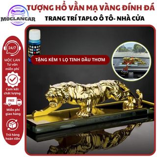 Tượng Hổ Vằn Đính Đá Phong Thủy Trang Trí Taplo Xe Hơi Ô Tô Và Bàn Làm Việc - Chúa Sơn Lâm - Nội Thất Decor Đồng