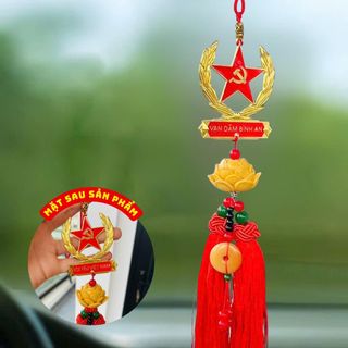 Tổng Hợp Khánh Treo Gương Ô Tô + Bông Lúa Vàng – Trang Trí Xe Hơi Kim Loại 2 Mặt"Vạn Dặm Bình An"+"Tôi Yêu Việt Nam"