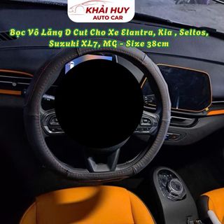 Bọc vô lăng Da Cừu D cut cho xe Elantra, Kia , Seltos, Suzuki XL7, MG - size 38cm